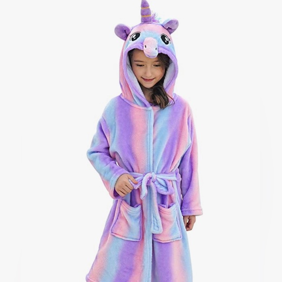 NWT Doctor Unicorn Bright Purple Size 7-9 Years Bath Sleep Robe - Picture 3 of 10